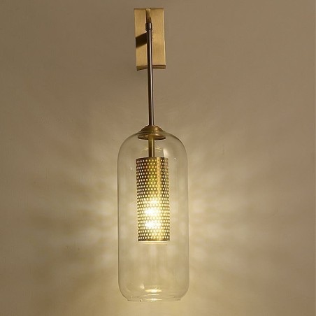 Nordic Brass Wall Lamp Inner Hollow out Cylinder Glass Lamp Shade Nordic Brass Wall Lamp Inner Hollow out Cylinder Glass Lamp Shade
