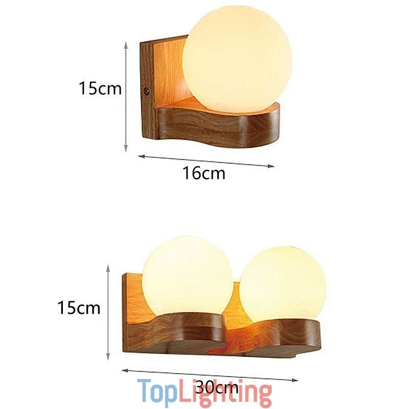 Nordic Solid Wood Wall Light Cozy Ball Shape Sconce Light