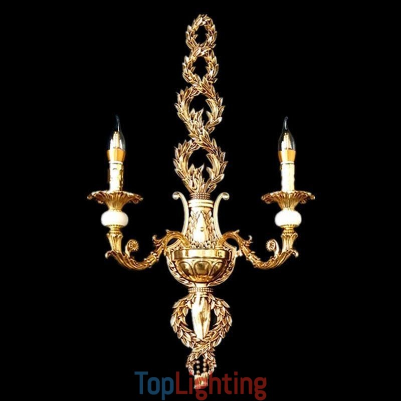 European Wall Lamp Luxurious Petal Wall Sconce Jade Decoration Lamp Bedside Lighting