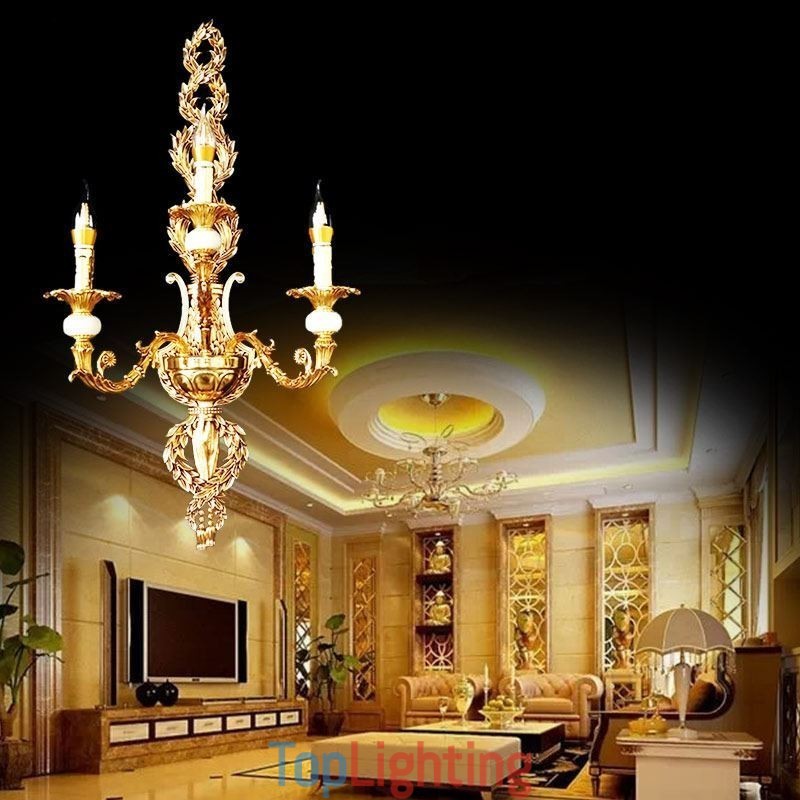 European Wall Lamp Luxurious Petal Wall Sconce Jade Decoration Lamp Bedside Lighting