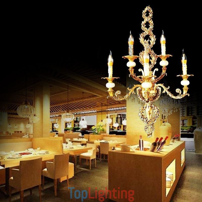 European Wall Lamp Luxurious Petal Wall Sconce Jade Decoration Lamp Bedside Lighting