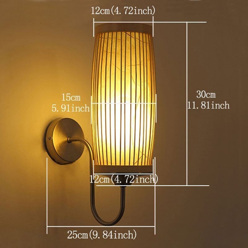 Waist Drum Design Wall Light Creative Bamboo Wall Sconce Bedside Stairs Rural Lighting