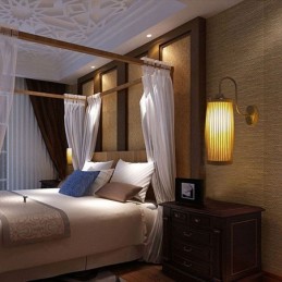 Waist Drum Design Wall Light Creative Bamboo Wall Sconce Bedside Stairs Rural Lighting