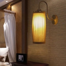 Waist Drum Design Wall Light Creative Bamboo Wall Sconce Bedside Stairs Rural Lighting