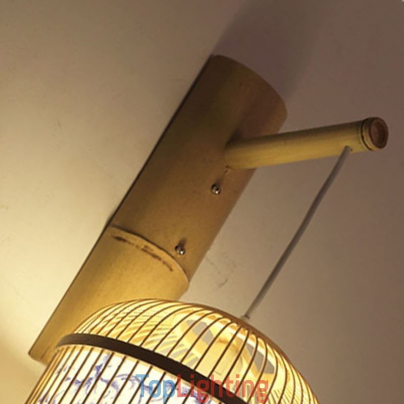 Cage Design Wall Light Creative Bamboo Hanging Wall Sconce Bedside Decorative Light