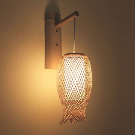 Downward Bamboo Wall Light Rural Round Wall Sconce Bedside Teahouse Creative Light Downward Bamboo Wall Light Rural Round Wall Sconce Bedside Teahouse Creative Light