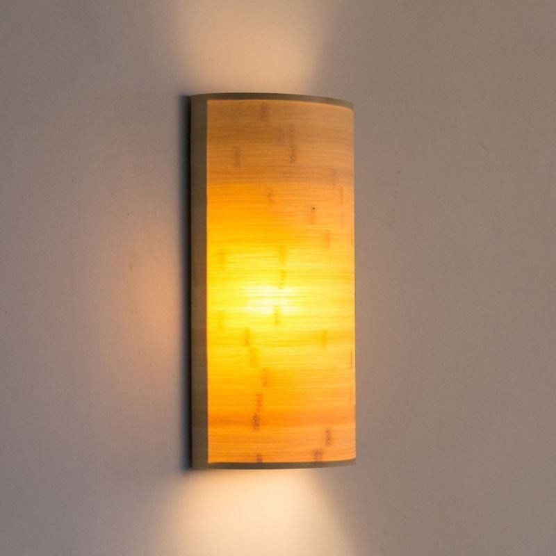 Japanese Bamboo Wall Light Simple Semicircle Wall Sconce Bedside Lighting