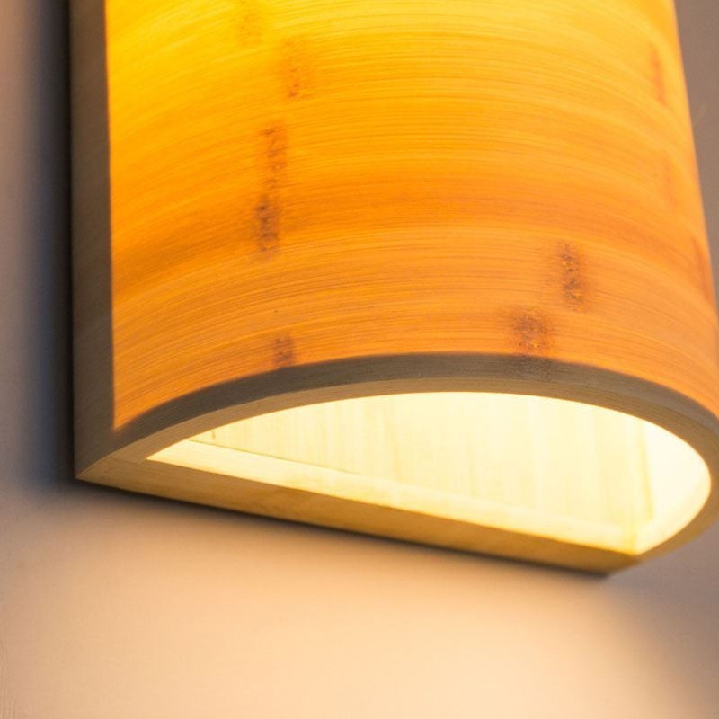 Japanese Bamboo Wall Light Simple Semicircle Wall Sconce Bedside Lighting