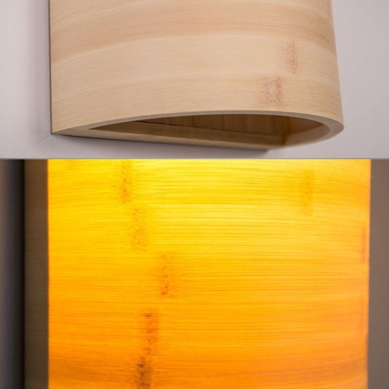 Japanese Bamboo Wall Light Simple Semicircle Wall Sconce Bedside Lighting