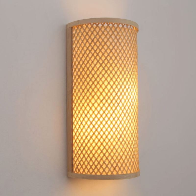Semi cylindrical Bamboo Wall Light Creative Bedside Wall Sconce Stairs Rural Lighting