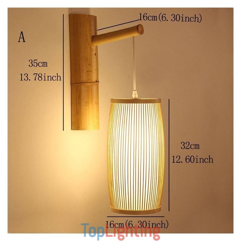 Woven Bamboo Wall Sconce Retro Chinese Wall Light Lighting