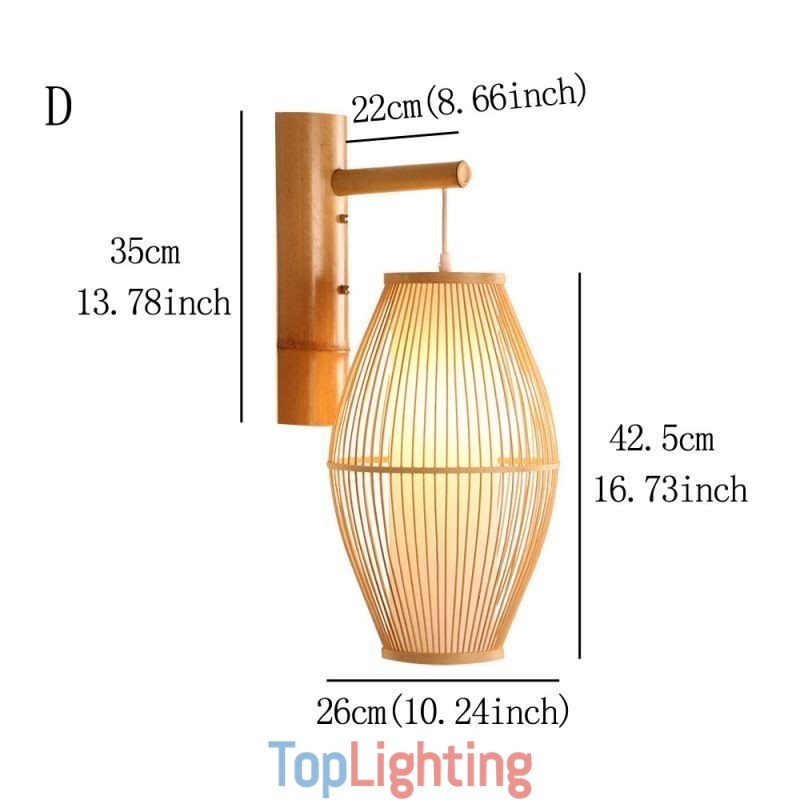Woven Bamboo Wall Sconce Retro Chinese Wall Light Lighting