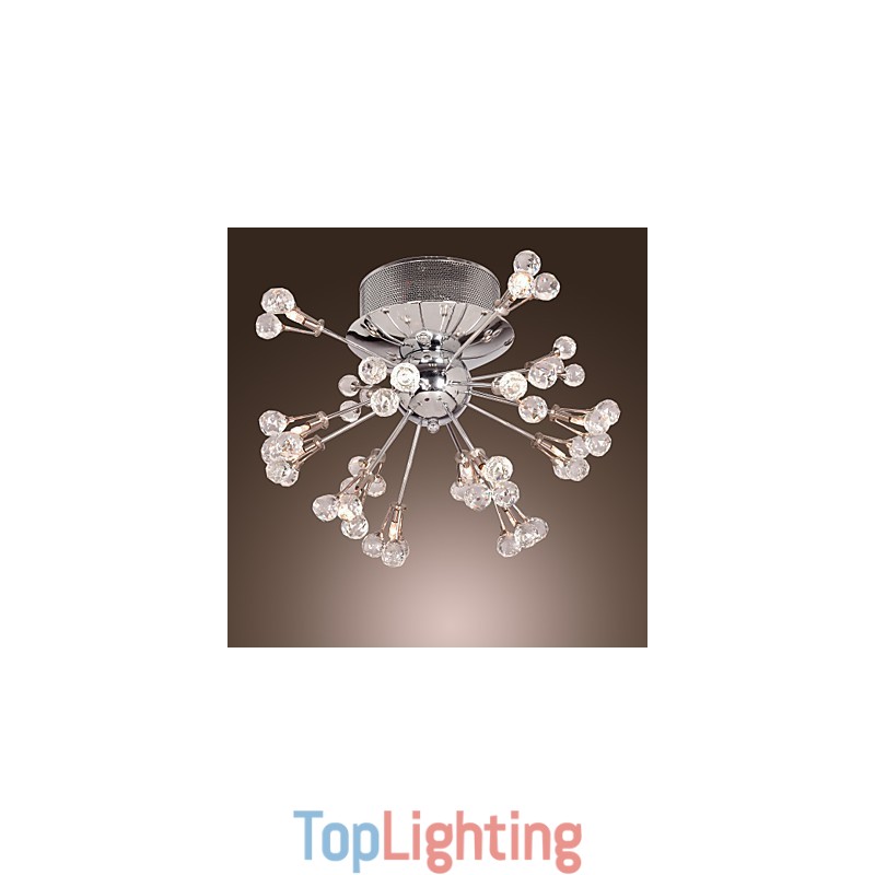 Modern Contemporary Crystal Chrome Metal Flush Mount