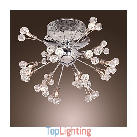 Modern Contemporary Crystal Chrome Metal Flush Mount