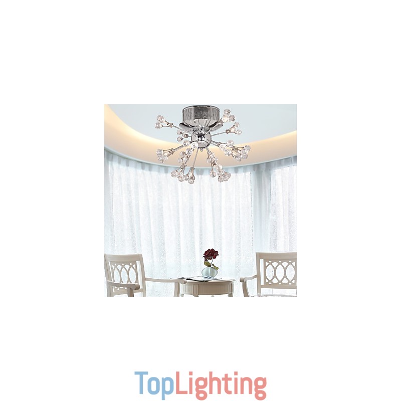 Modern Contemporary Crystal Chrome Metal Flush Mount