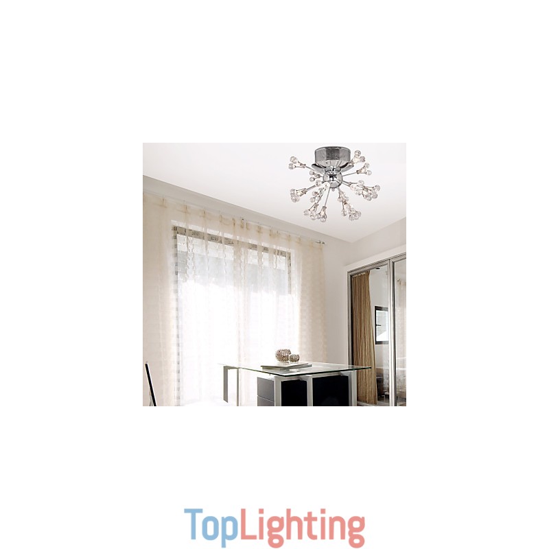 Modern Contemporary Crystal Chrome Metal Flush Mount