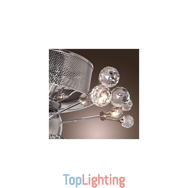 Modern Contemporary Crystal Chrome Metal Flush Mount