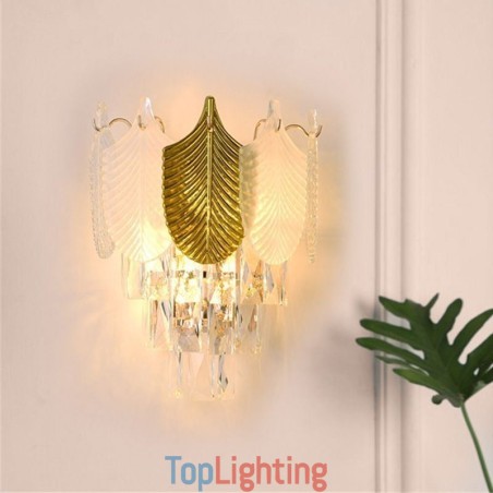 Crystal Wall Sconce Modern Wall Light Fixture 2X Base