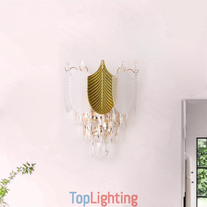 Crystal Wall Sconce Modern Wall Light Fixture 2X Base