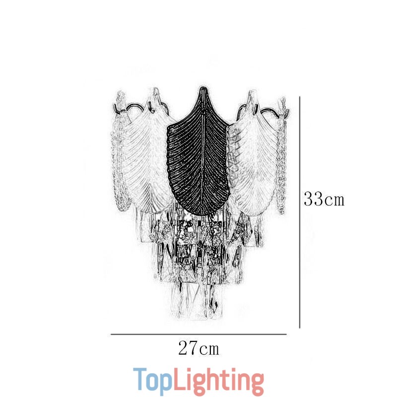 Crystal Wall Sconce Modern Wall Light Fixture 2X Base