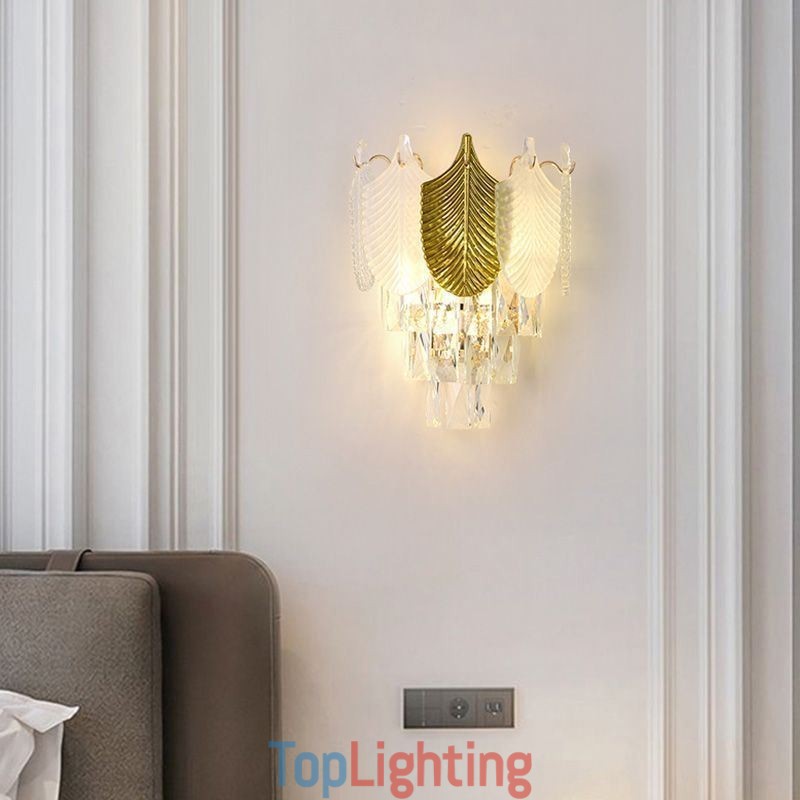 Crystal Wall Sconce Modern Wall Light Fixture 2X Base
