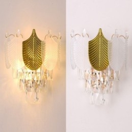 Crystal Wall Sconce Modern Wall Light Fixture 2X Base