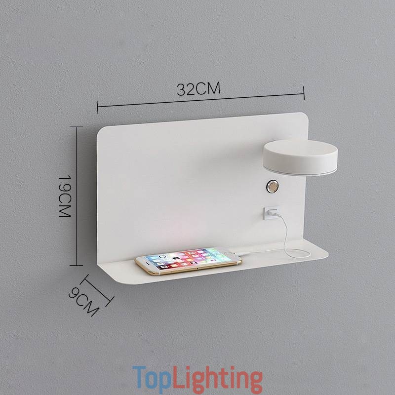 Wall Lamp Rotatable Sconce Light with USB Charging Port