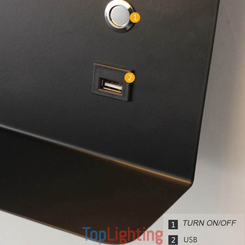 Wall Lamp Rotatable Sconce Light with USB Charging Port