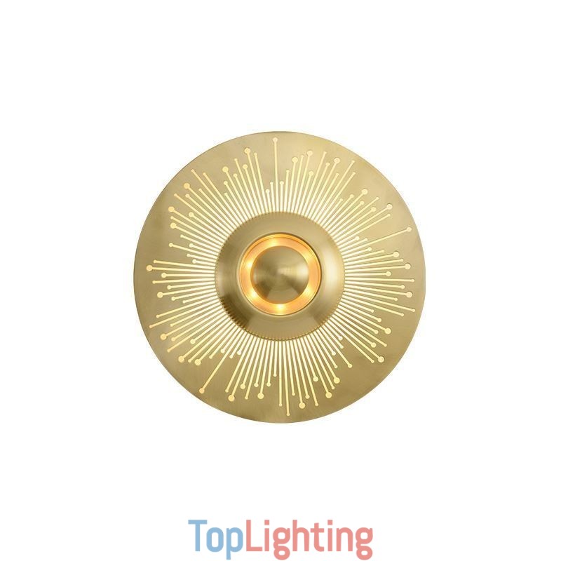 Nordic Brass Wall Lamp Hollow out Round Shape Sconce Light