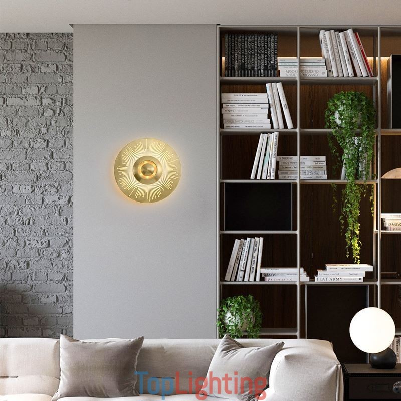 Nordic Brass Wall Lamp Hollow out Round Shape Sconce Light