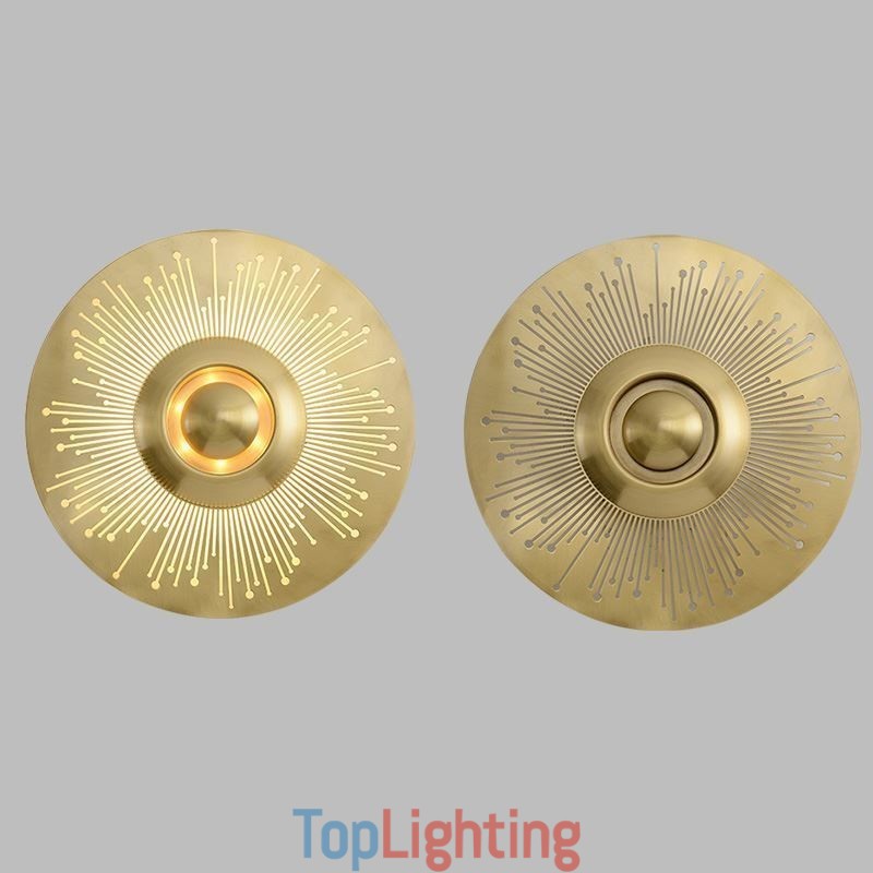 Nordic Brass Wall Lamp Hollow out Round Shape Sconce Light