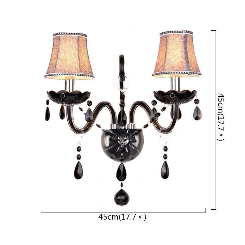 European Style Crystal Sconce Black Two Light Candle Wall Light