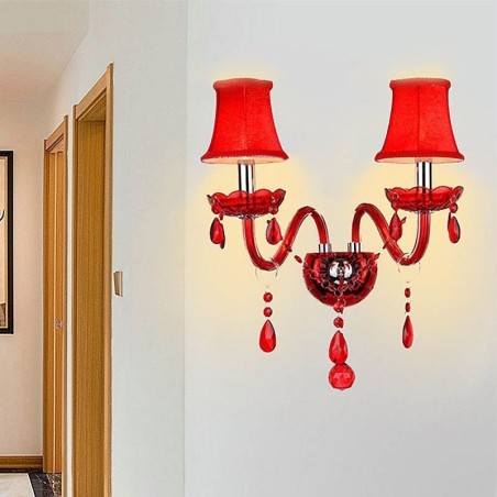 European Wall Light Crystal Sconce Red Colour European Wall Light Crystal Sconce Red Colour