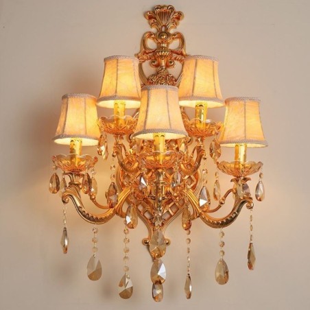 Luxury Crystal Sconce European Wall Light Zinc Alloy Five Light Aisle Luxury Crystal Sconce European Wall Light Zinc Alloy Five Light Aisle
