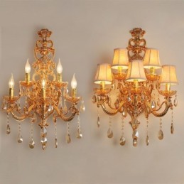 Luxury Crystal Sconce European Wall Light Zinc Alloy Five Light Aisle