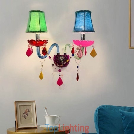 Colourful Crystal Sconce European Two Light Wall Light Aisle Colourful Crystal Sconce European Two Light Wall Light Aisle