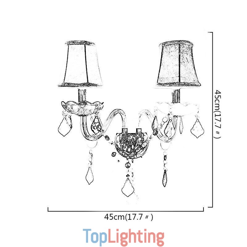 Colourful Crystal Sconce European Two Light Wall Light Aisle