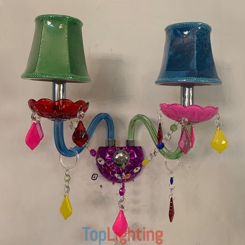 Colourful Crystal Sconce European Two Light Wall Light Aisle