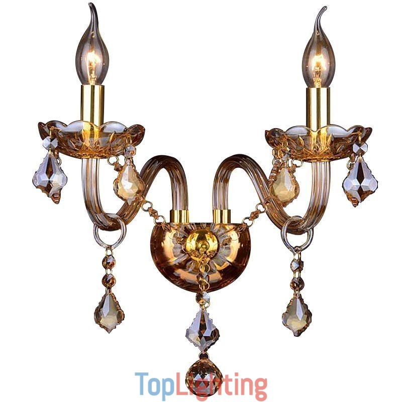 European Crystal Sconce Elegant Two Light Wall Light Stairs