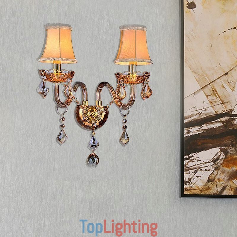 European Crystal Sconce Elegant Two Light Wall Light Stairs