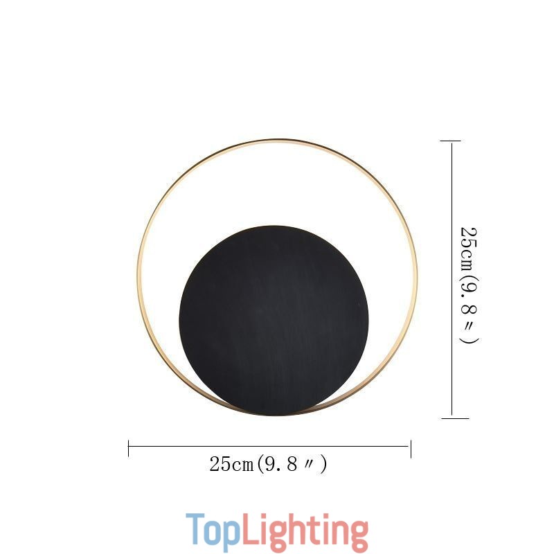 Modern Style Wall Light Black Circular Wall Sconce Creative Lamp Bedside Lighting
