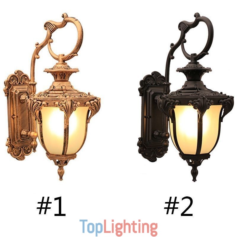 European Retro Outdoor Light Waterproof Carved Wall Light Courtyard Corridor