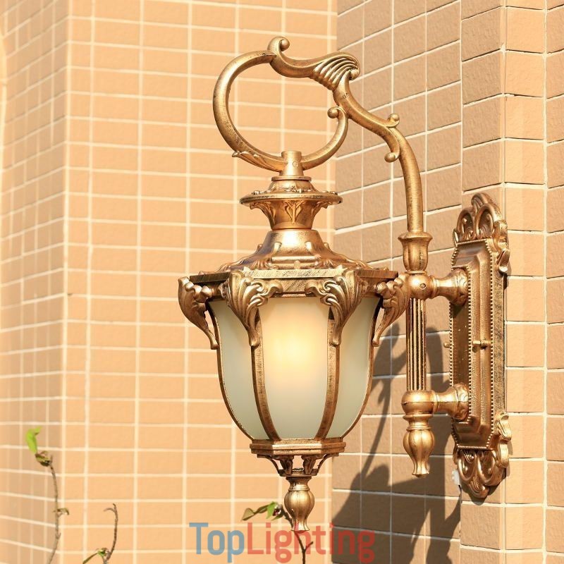 European Retro Outdoor Light Waterproof Carved Wall Light Courtyard Corridor