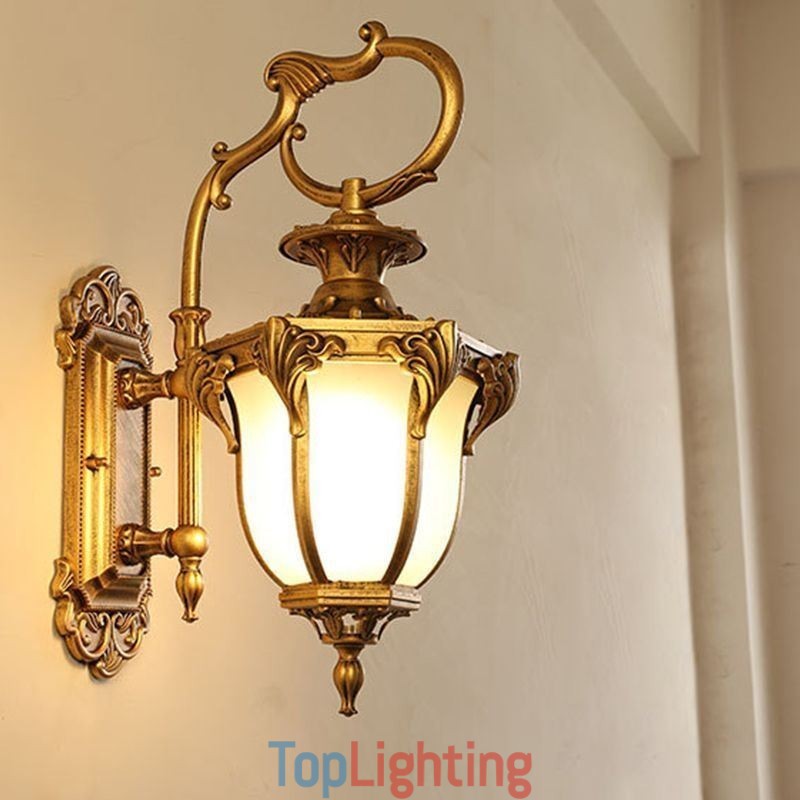 European Retro Outdoor Light Waterproof Carved Wall Light Courtyard Corridor