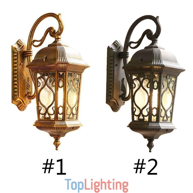 European Retro Outdoor Wall Sconce Waterproof Carved Wall Light