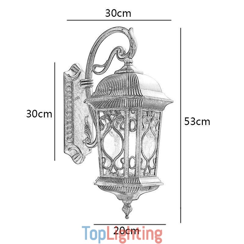 European Retro Outdoor Wall Sconce Waterproof Carved Wall Light