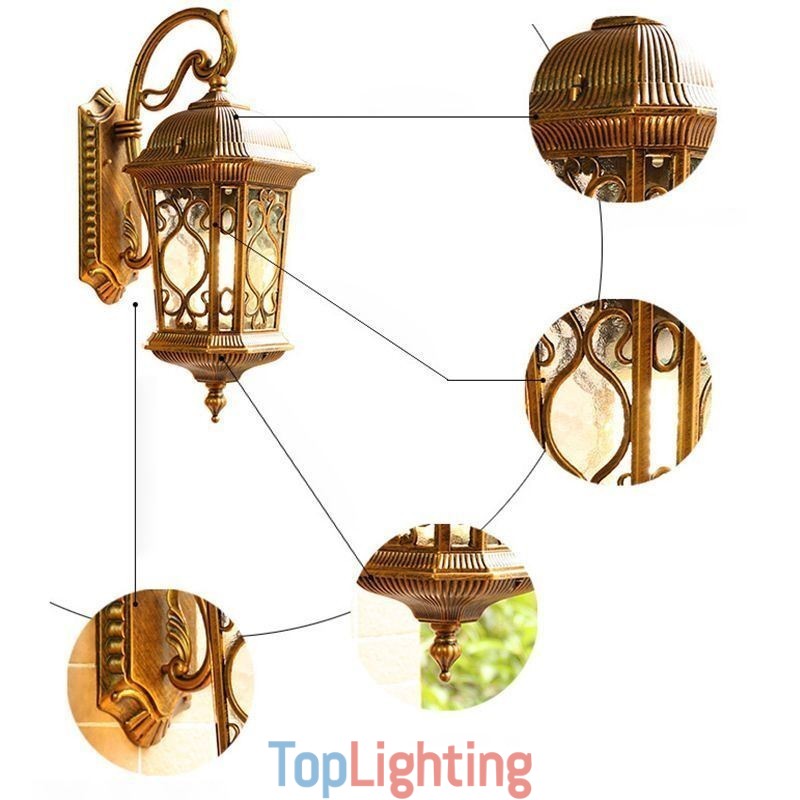 European Retro Outdoor Wall Sconce Waterproof Carved Wall Light