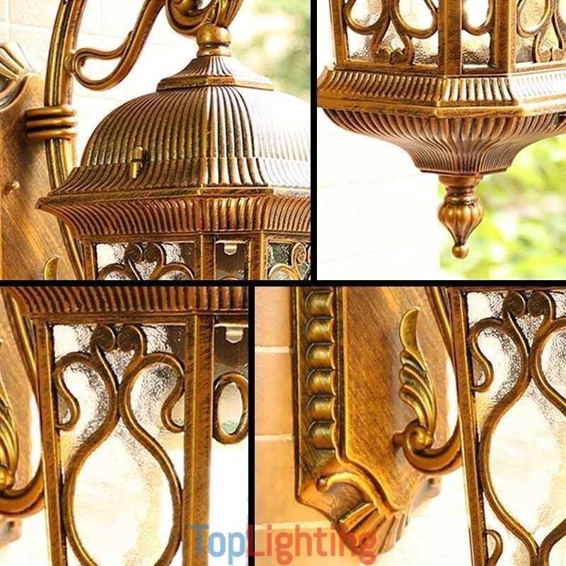 European Retro Outdoor Wall Sconce Waterproof Carved Wall Light