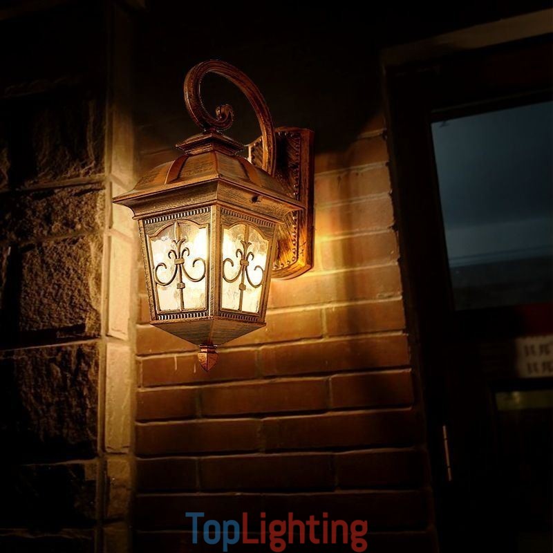 European Retro Outdoor Wall Light Waterproof Arrow Flower Wall Sconce