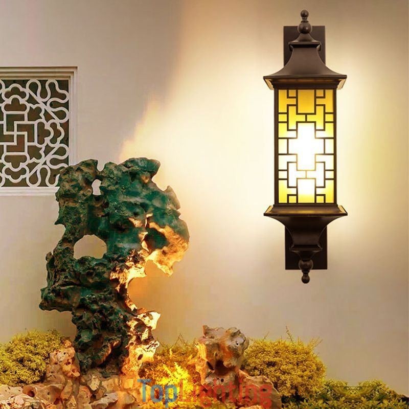 Chinese Outdoor Wall Sconce Waterproof Window Grille Wall Lamp